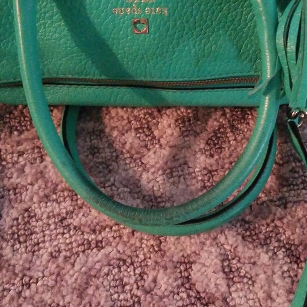 KATE SPADE TEAL LEATHER SATCHEL PURSE POCKETBOOK - Picture 7 of 8